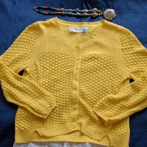 ANTHROPOLOGIE · Yellow Pointelle Cardigan
